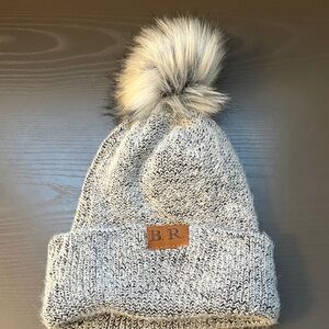 Blue Revival Gray Knit Beanie with Pom-Pom, NWT